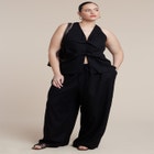 Drawstring Wide Leg Linen Pant image number null