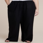 Drawstring Wide Leg Linen Pant image number null