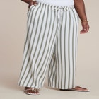 Drawstring Wide Leg Linen Pant image number null