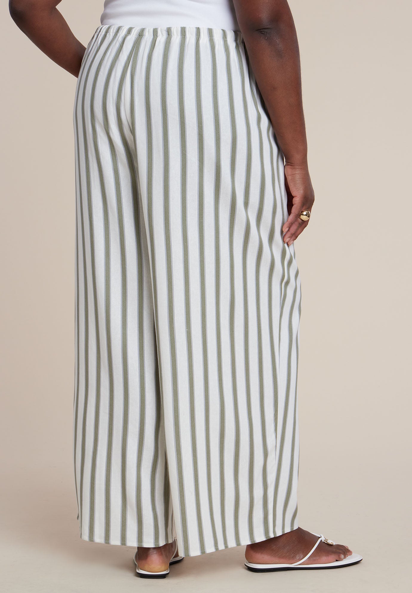 Drawstring Wide Leg Linen Pant image number 2