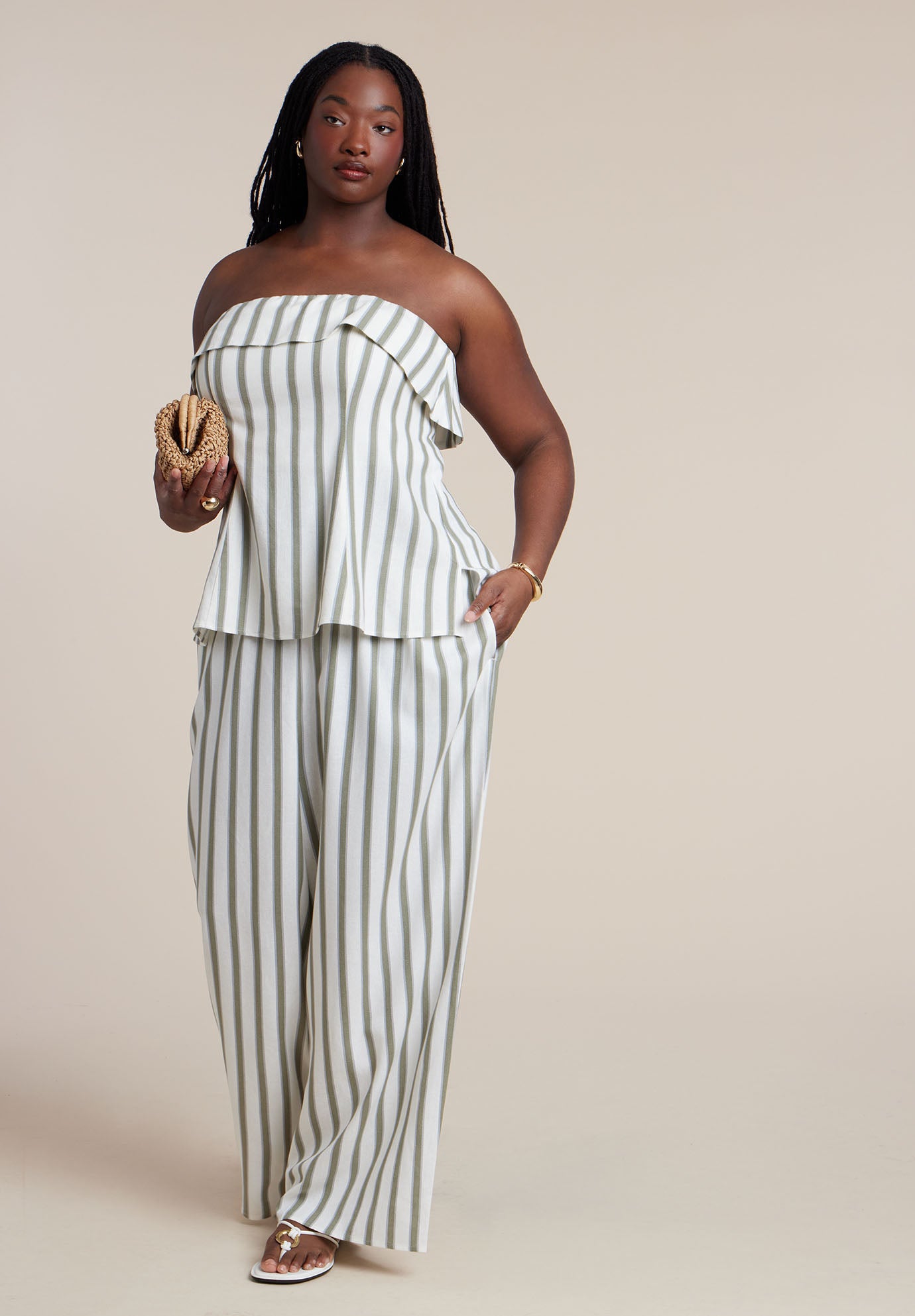 Drawstring Wide Leg Linen Pant image number 0