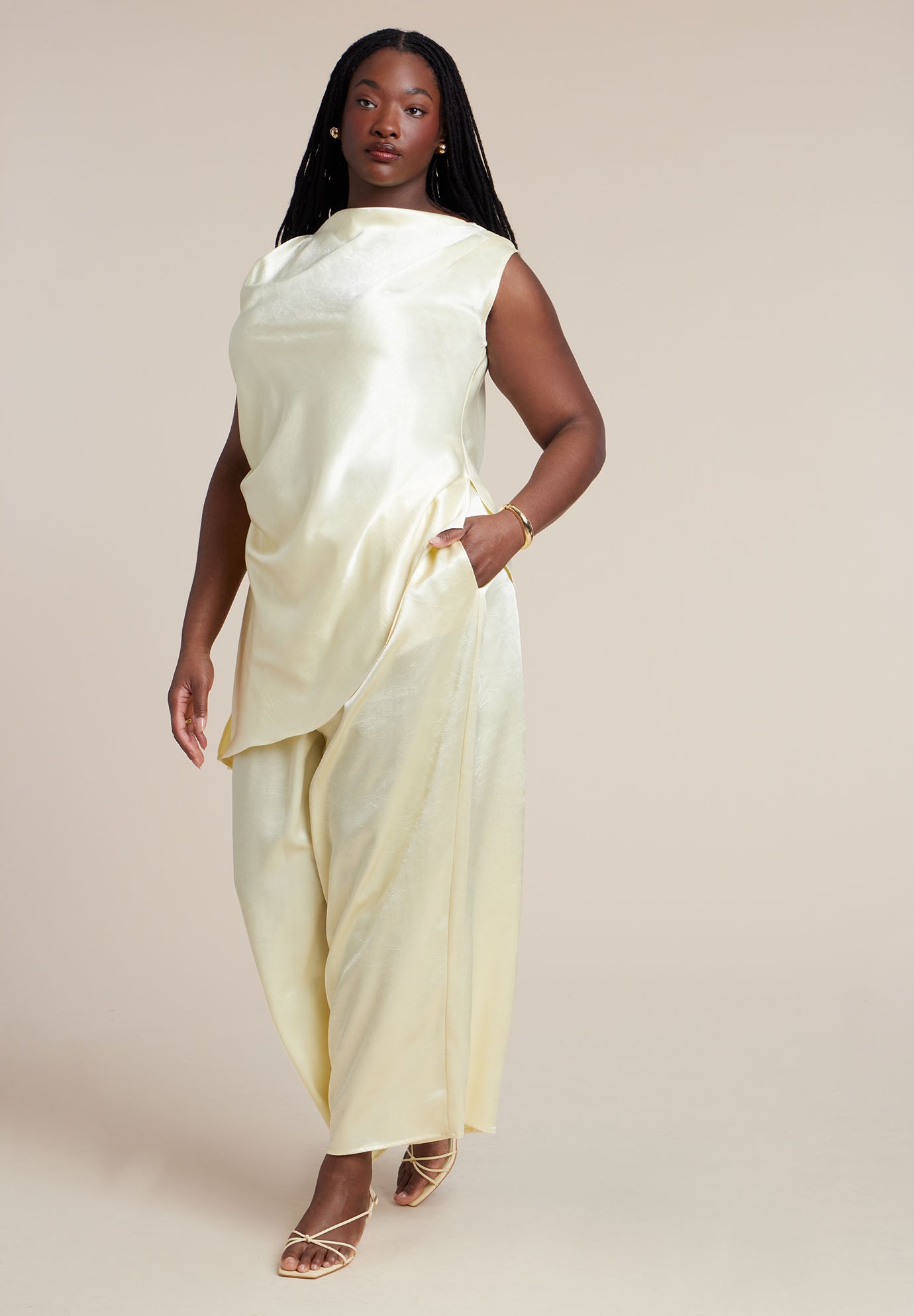 Textured Satin Wide Leg Pant image number 1