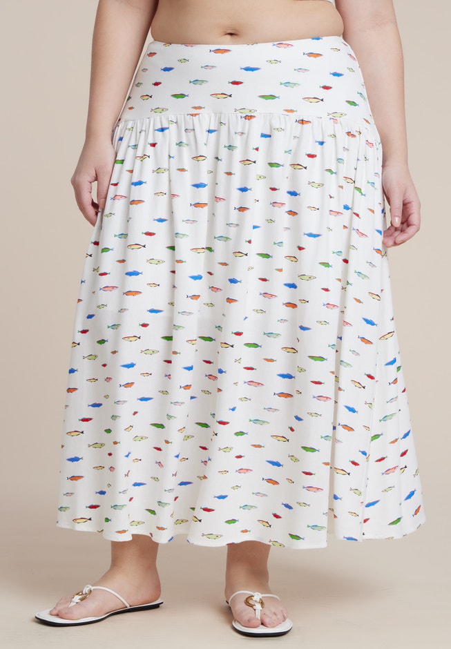 Drop Waist Striped Linen Skirt image number 1
