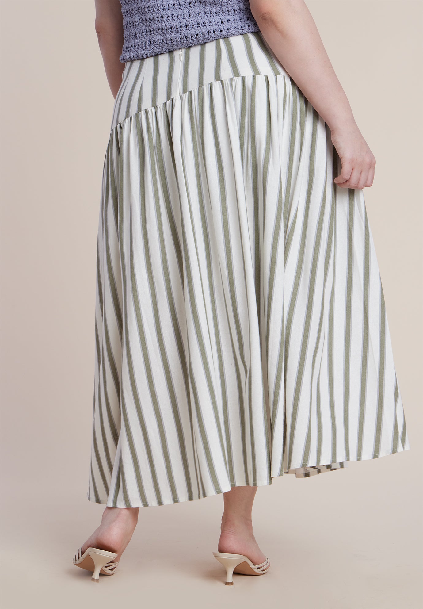 Drop Waist Striped Linen Skirt image number 2