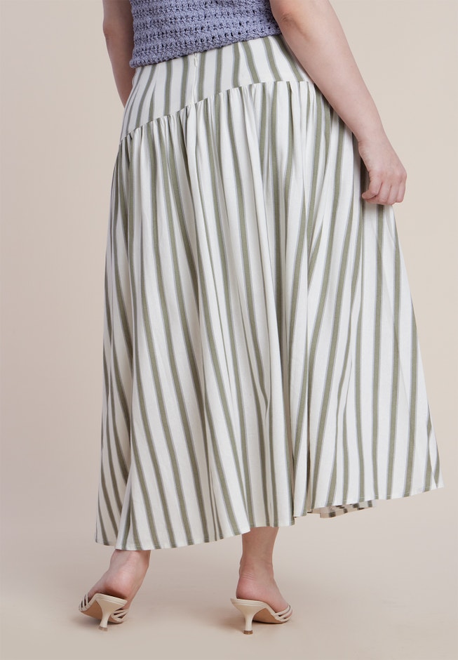 Drop Waist Striped Linen Skirt image number 2