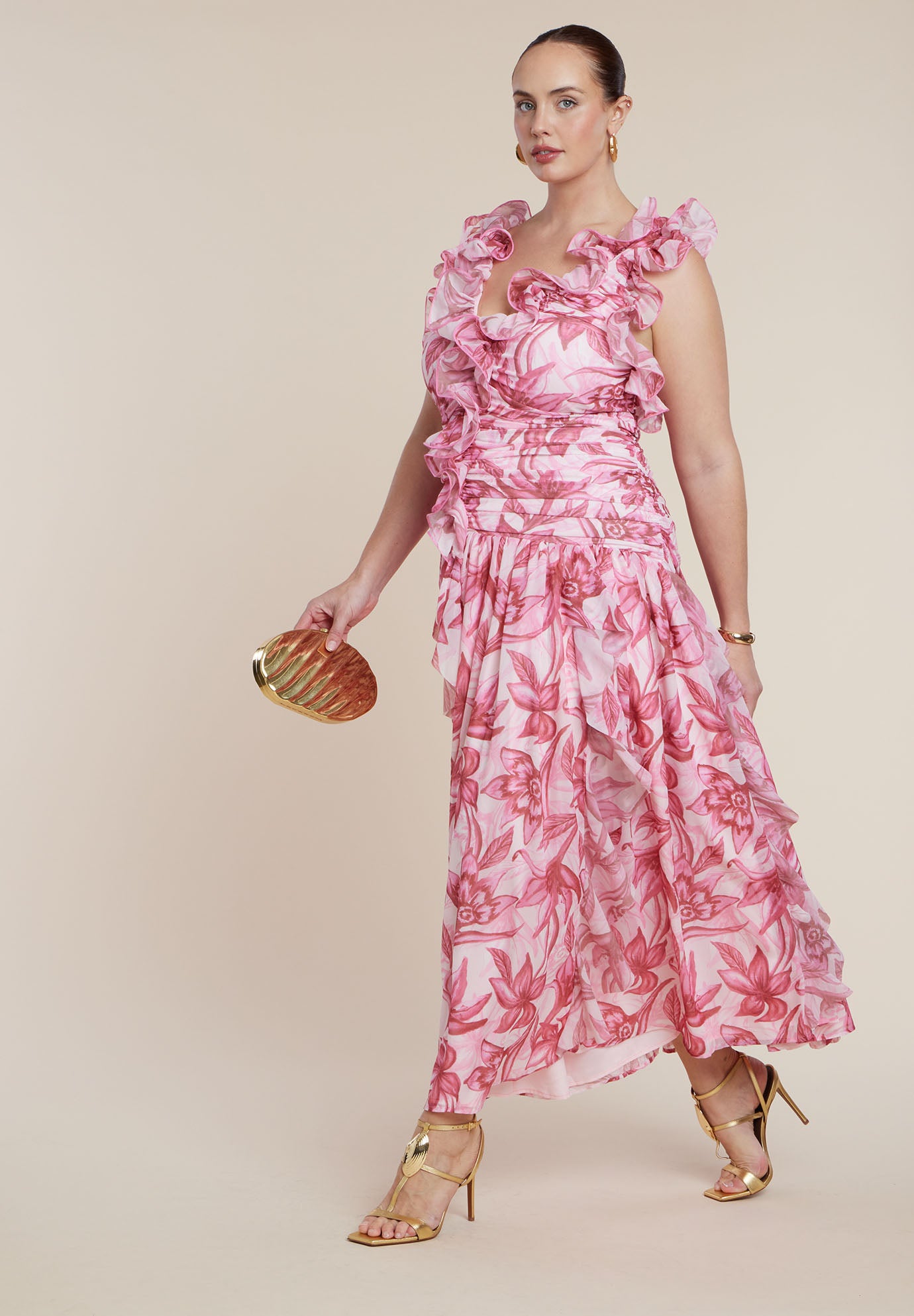PatBO x ELOQUII Ruffle Detail Maxi Dress image number 1