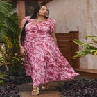 PatBO x ELOQUII Ruffle Detail Maxi Dress image number null