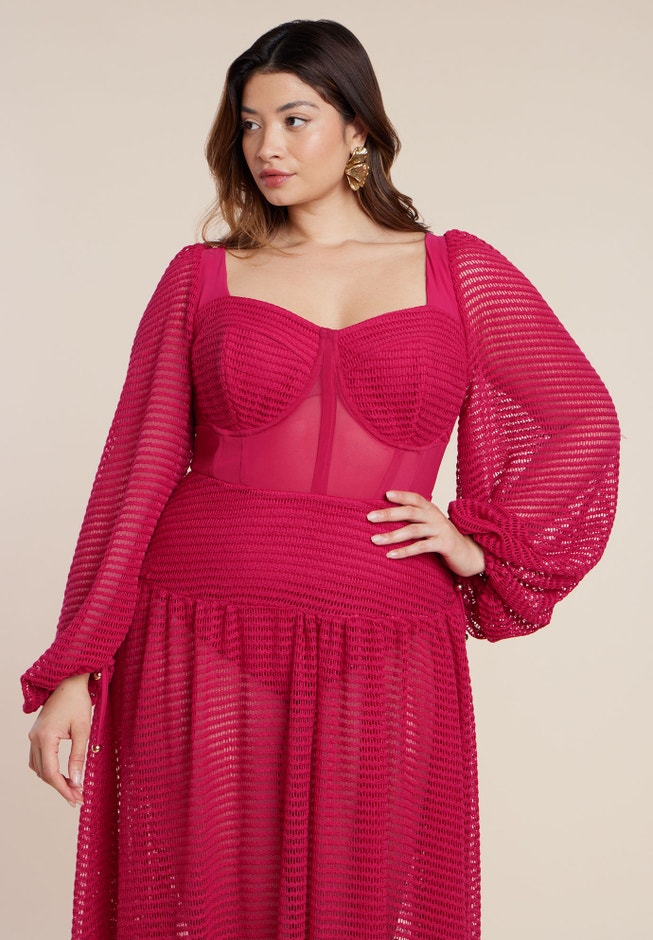 PatBO x ELOQUII Corset Waist Maxi Dress image number 3