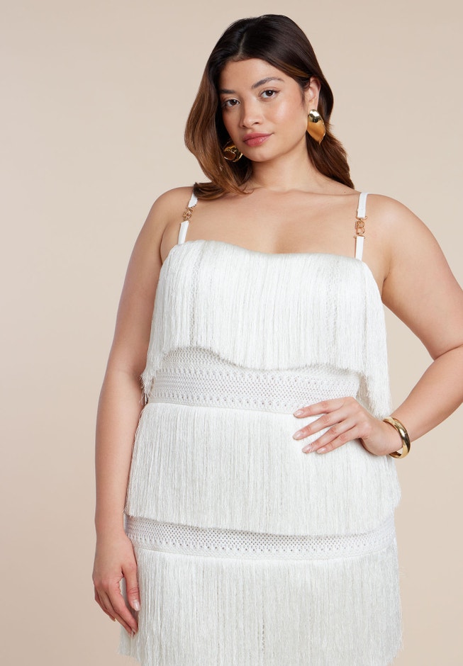 PatBO x ELOQUII Fringe Maxi Dress image number 3