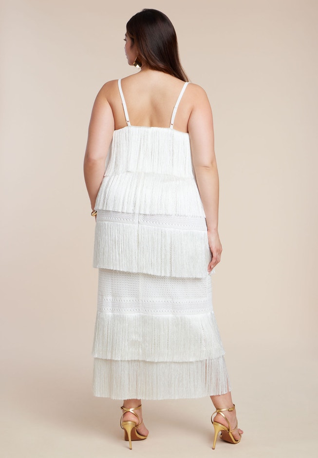 PatBO x ELOQUII Fringe Maxi Dress image number 2