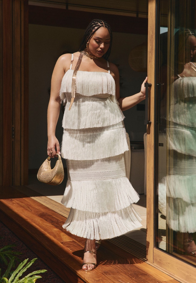ELOQUII PatBO x Fringe Maxi Dress - 18/20, Coconut Milk ELOQUII PatBO x Fringe Maxi Dress - 18/20, Coconut Milk