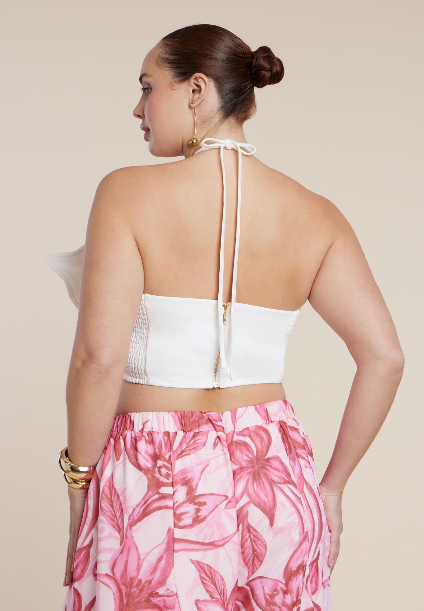 PatBO x ELOQUII Embellished Flower Appliqu&eacute; Top image number 2