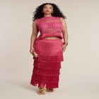 PatBO x ELOQUII Fringe Column Maxi Skirt image number null