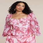PatBO x ELOQUII Puff-Sleeve Peplum Top image number null