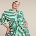 Cinch Detail Poplin Midi Dress image number null