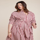 Cinch Detail Poplin Midi Dress image number null