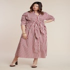 Cinch Detail Poplin Midi Dress image number null