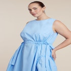 Cinch Waist Poplin Midi Dress image number null