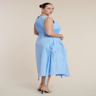 Cinch Waist Poplin Midi Dress image number null