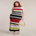 Neckline Detail Striped Sweater Dress image number null