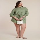 Waist Tie Linen Button Up Shirt image number null