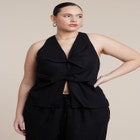 Twisted Linen Halter Top image number null