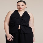 Twisted Linen Halter Top image number null