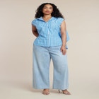 Button Up Shirt With Open Back image number null