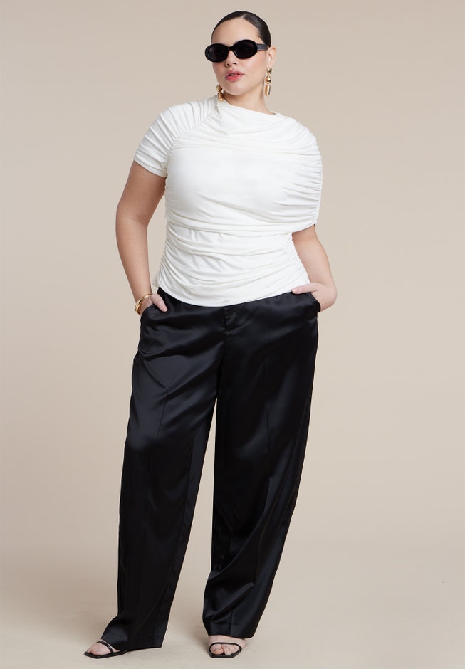 Sleeve Overlay Draped Top image number 2