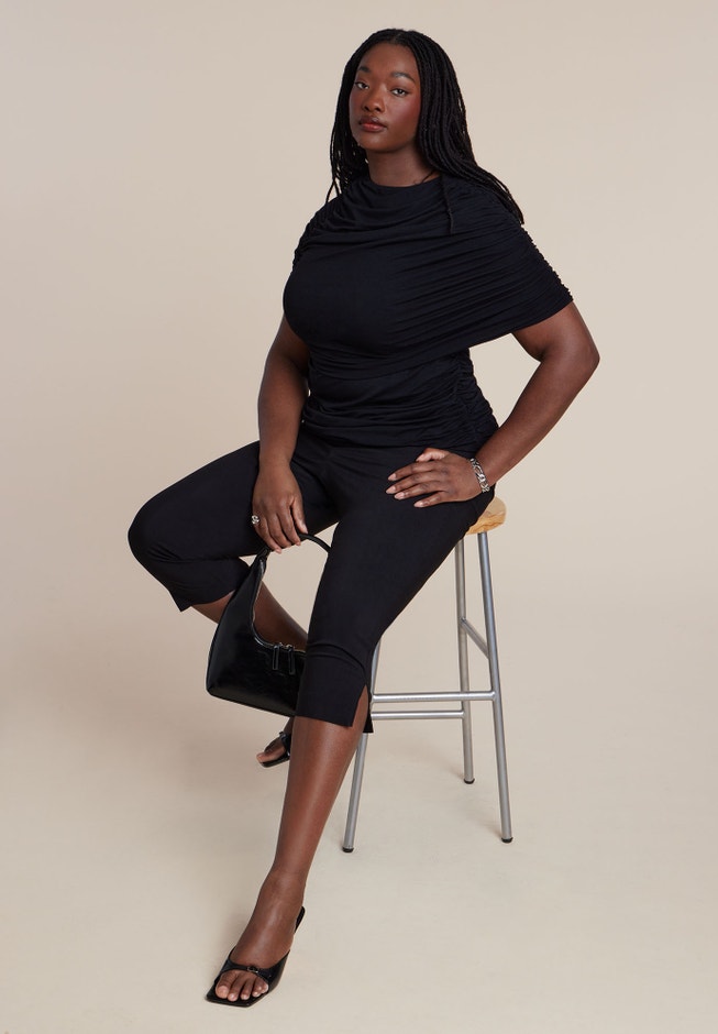 Sleeve Overlay Draped Top image number 2