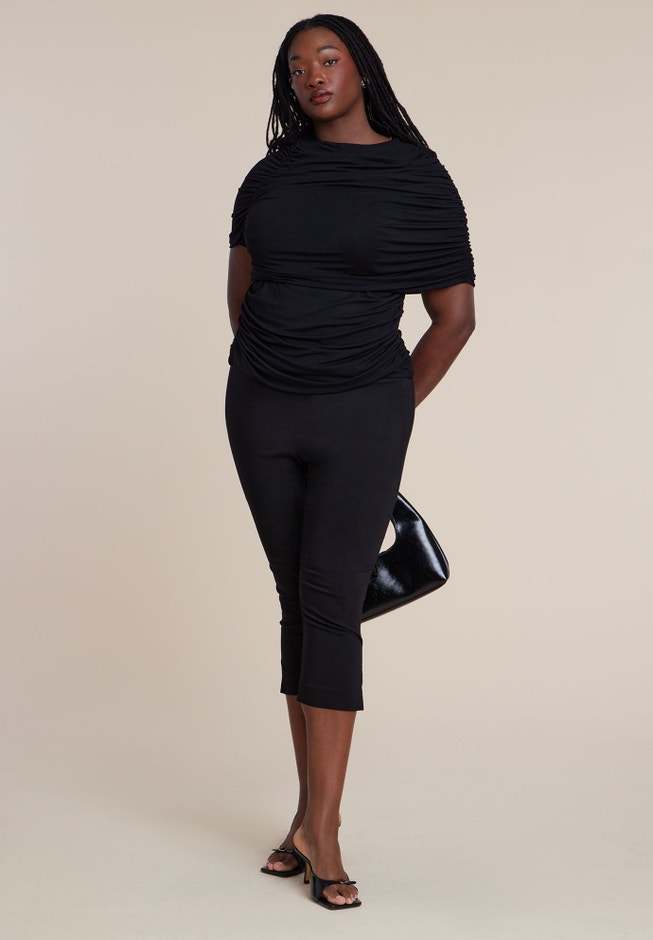 Sleeve Overlay Draped Top image number 3