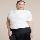 Sleeve Overlay Draped Top image number null