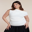 Asymmetrical Shirred Top image number null