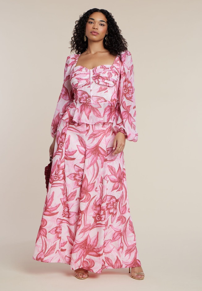 PatBO x ELOQUII Wide-Leg Godet Pants image number 1