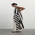 Longline Striped Satin Top image number null