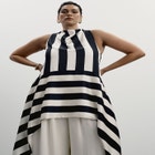 Longline Striped Satin Top image number null