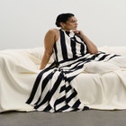 Longline Striped Satin Top image number null