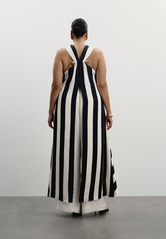 Longline Striped Satin Top image number 5