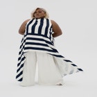 Longline Striped Satin Top image number null