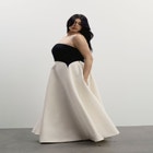Strapless Color-Blocked Satin Gown image number null