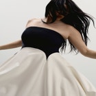 Strapless Color-Blocked Satin Gown image number null