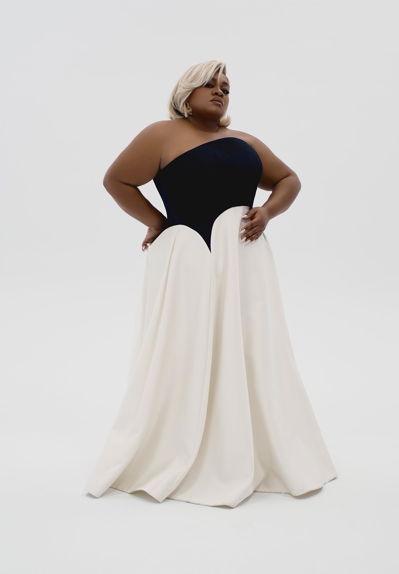 Strapless Color-Blocked Satin Gown image number 5