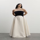 Strapless Color-Blocked Satin Gown image number null