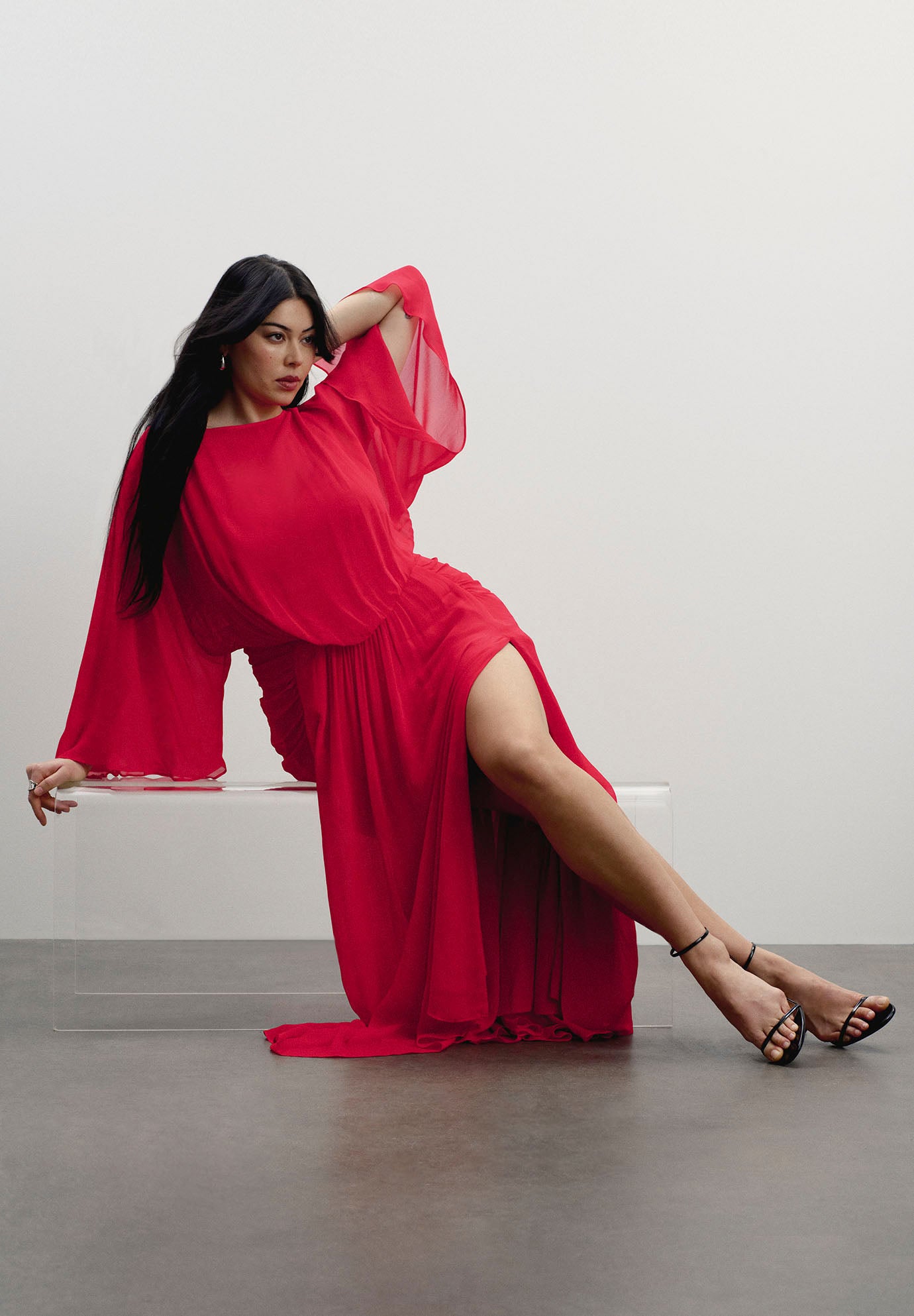 Sheer Draped Gown image number 3