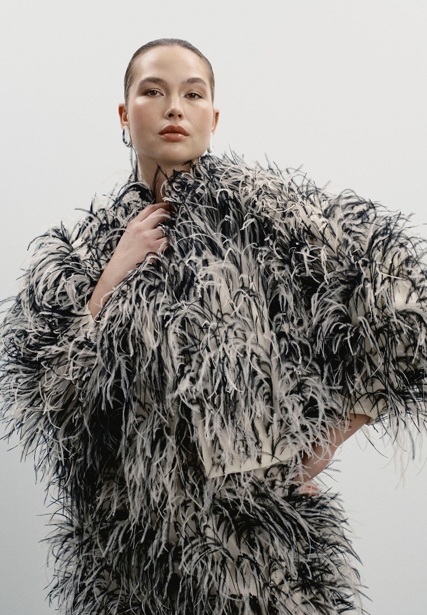 Ostrich Feather Strapless Maxi Dress image number 7