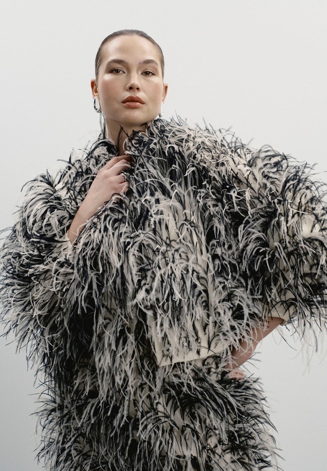 Ostrich Feather Strapless Maxi Dress image number 7