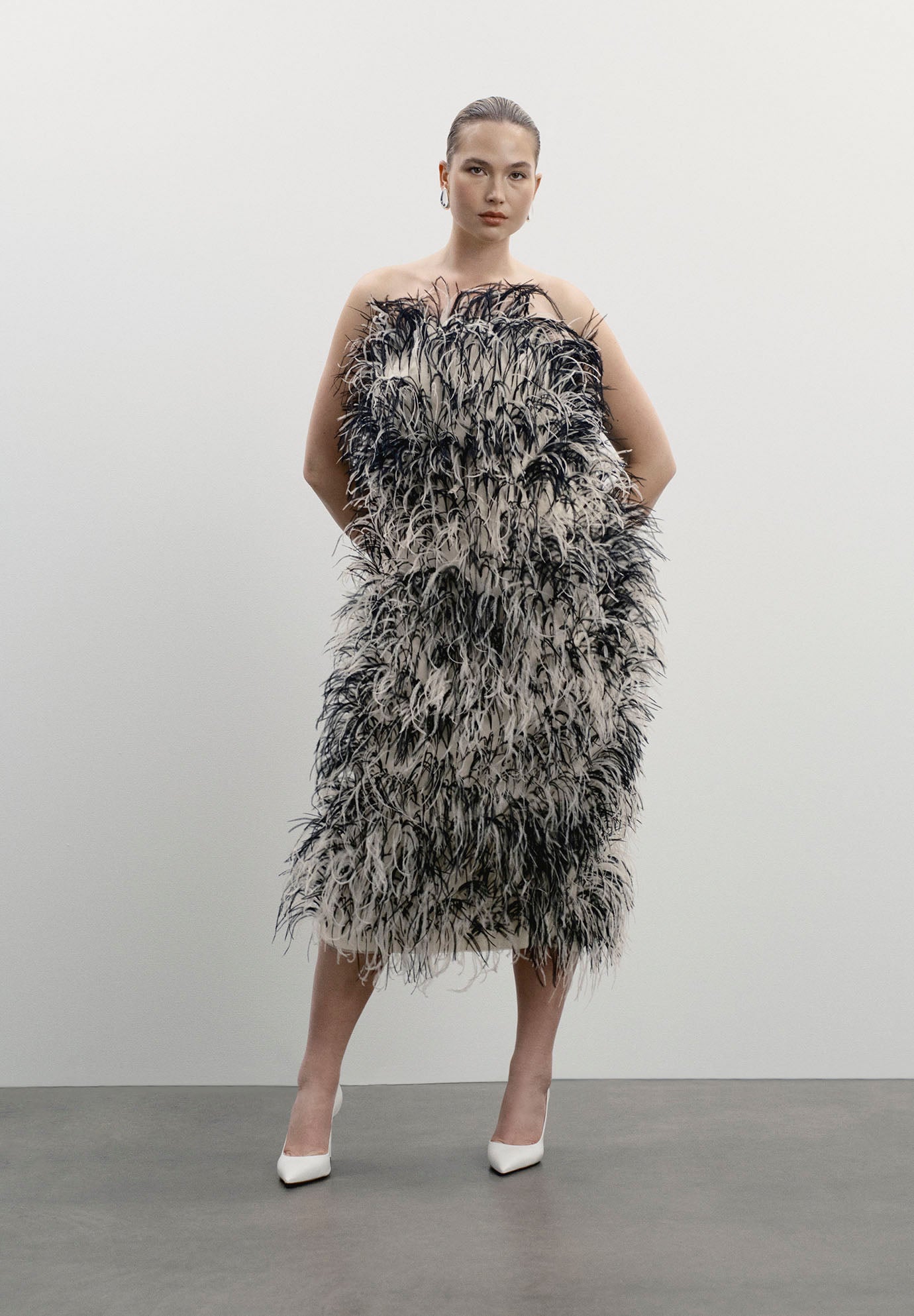 Ostrich Feather Strapless Maxi Dress image number 0