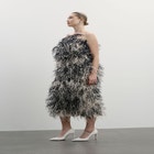 Ostrich Feather Strapless Maxi Dress image number null