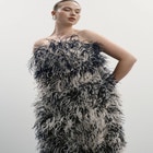 Ostrich Feather Strapless Maxi Dress image number null