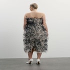 Ostrich Feather Strapless Maxi Dress image number null